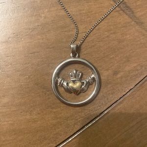 Silver and Gold Claddagh Necklace